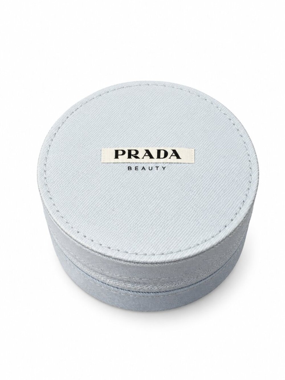 Prada Beauty Light Blue Round Zip Pouch Cosmetic Case 0928